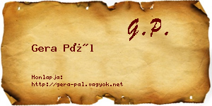 Gera Pál névjegykártya